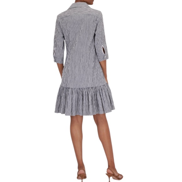 Talbot Runhof Seersucker Shirt Dress SZ US 2 EUC - Picture 2 of 8